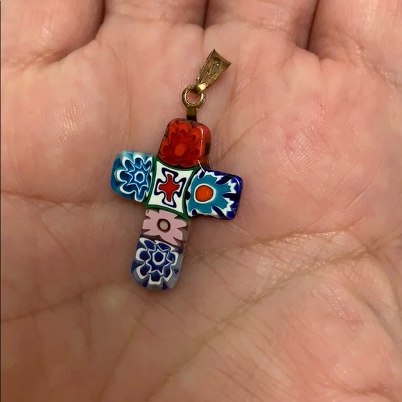 Murano Glass Cross Pendant - Picture 2 of 5
